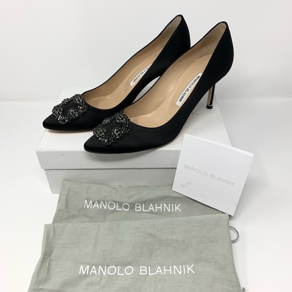 SOlD NIB Manolo Blahnik Hangisi Black satin 41 - Picture 2 of 4